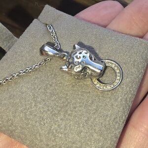 EFFY Panther Diamond Necklace Sterling Silver 18inch Chain .10 Diamonds